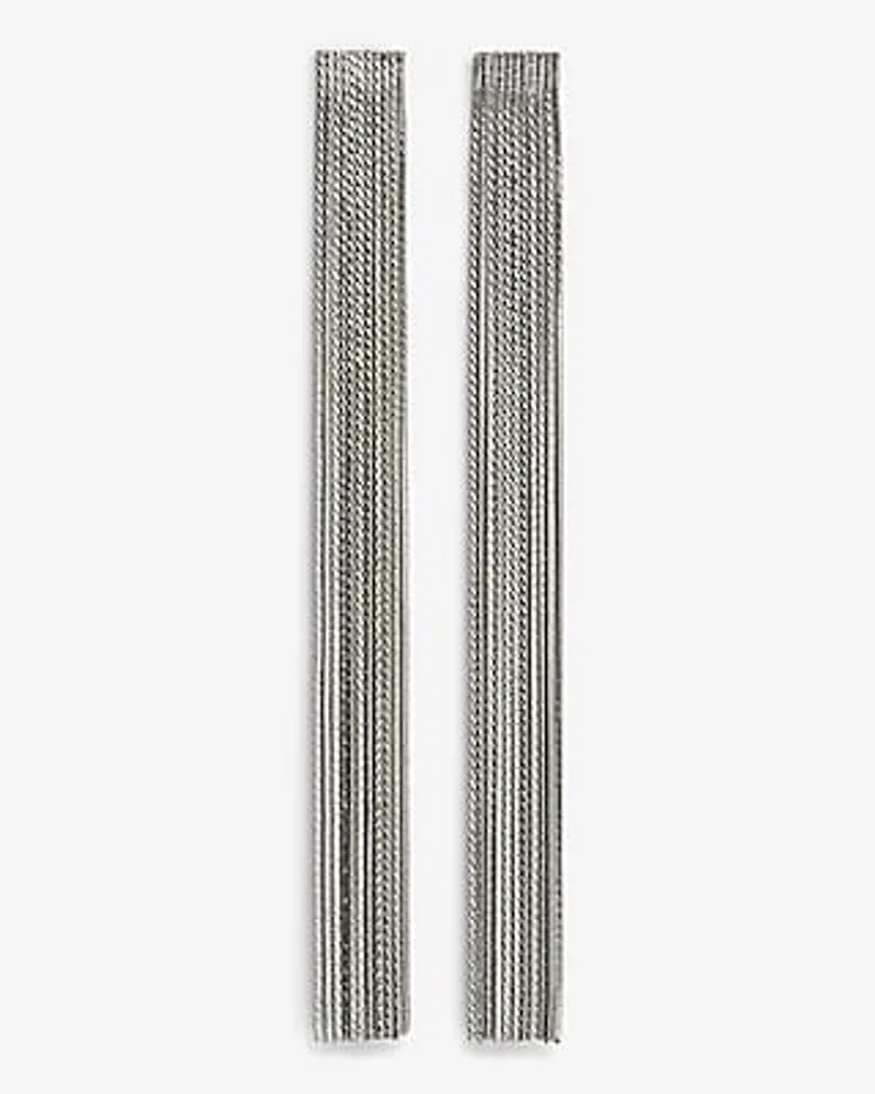 Straight Fringe Drop Earrings Women's Silver