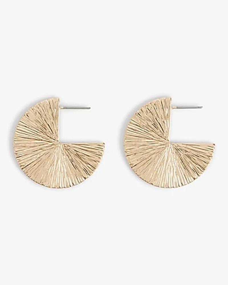 Textured Fan Earrings Women's Gold