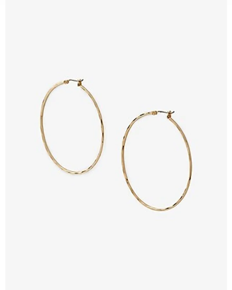 Textured Metal Hoop Earrings Women's Gold