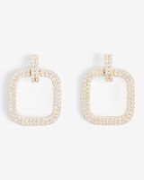 Rhinestone Embellished Mini Doorknocker Earrings Women's Gold