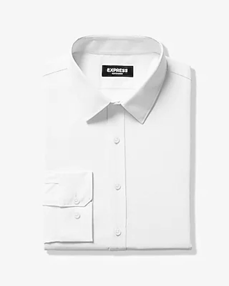 Slim Solid Wrinkle-Resistant Performance Dress Shirt White Men's L