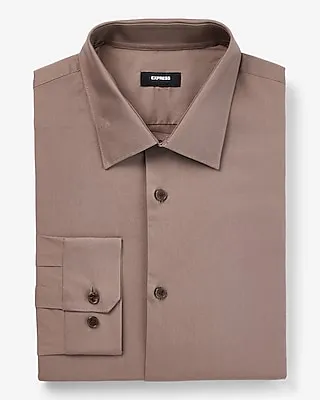 Big & Tall Slim Solid Stretch 1Mx Dress Shirt Brown Men's XXL