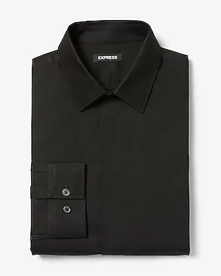 Extra Slim Covered Placket Stretch 1Mx Dress Shirt Black Men's M Tall