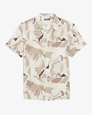 Abstract Print Rayon Short Sleeve Shirt