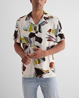 Abstract Floral Rayon Short Sleeve Shirt