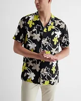 Abstract Floral Rayon Short Sleeve Shirt Men's