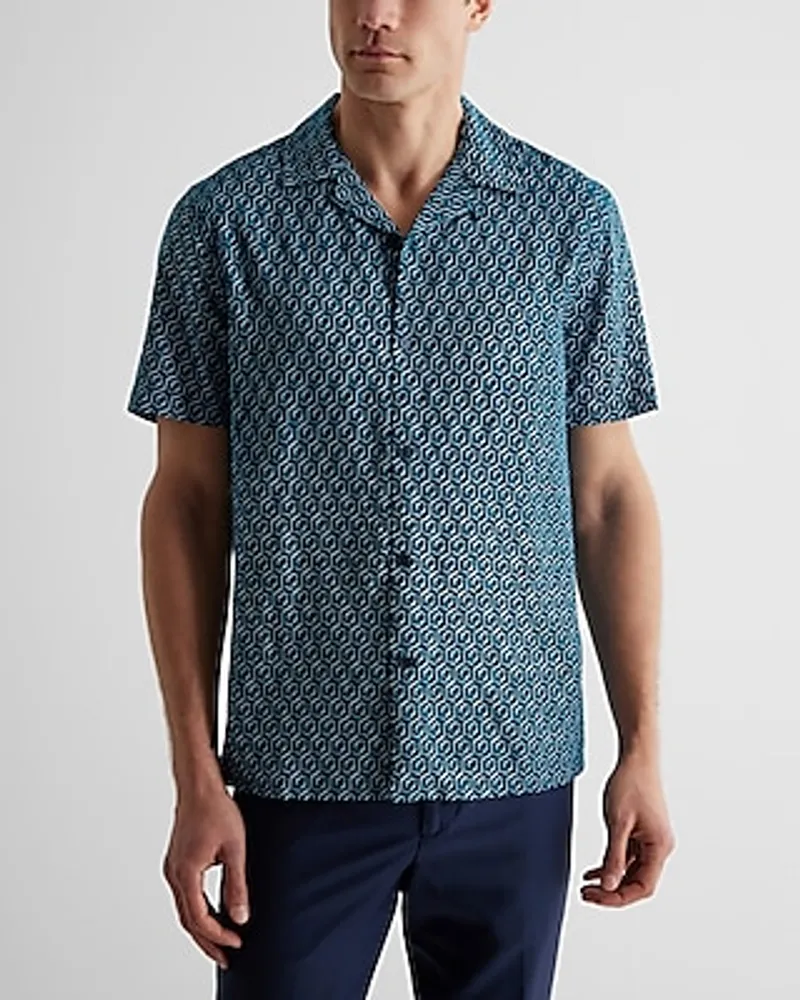 Printed Rayon Shirt in Blue