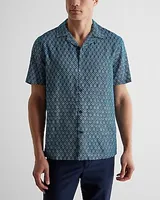 Hexagon Geo Print Rayon Short Sleeve Shirt