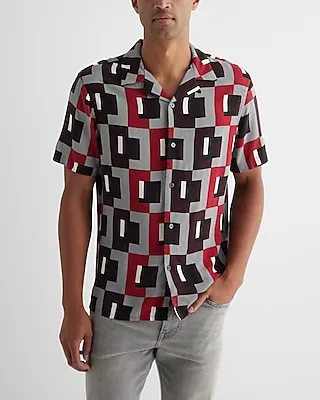 Layered Geo Rayon Short Sleeve Shirt