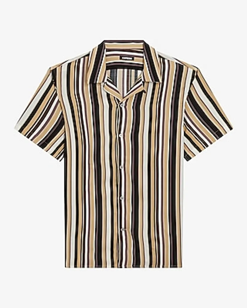 Striped Rayon Short Sleeve Shirt