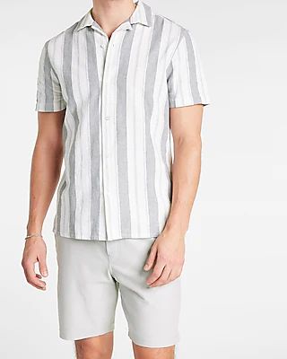 Striped Linen Short Sleeve Shirt