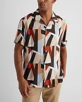 Abstract Rayon Short Sleeve Shirt Neutral Men's M Tall