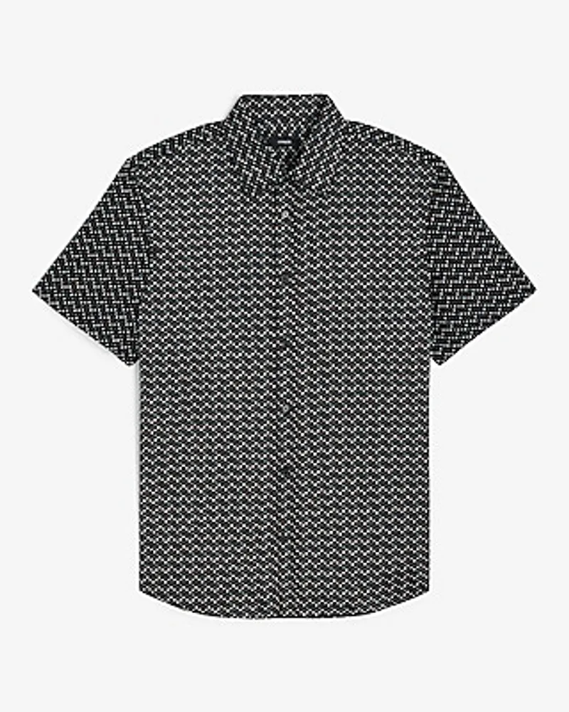 Dot Print Short Sleeve 1Mx Dress Shirt Black Men's S
