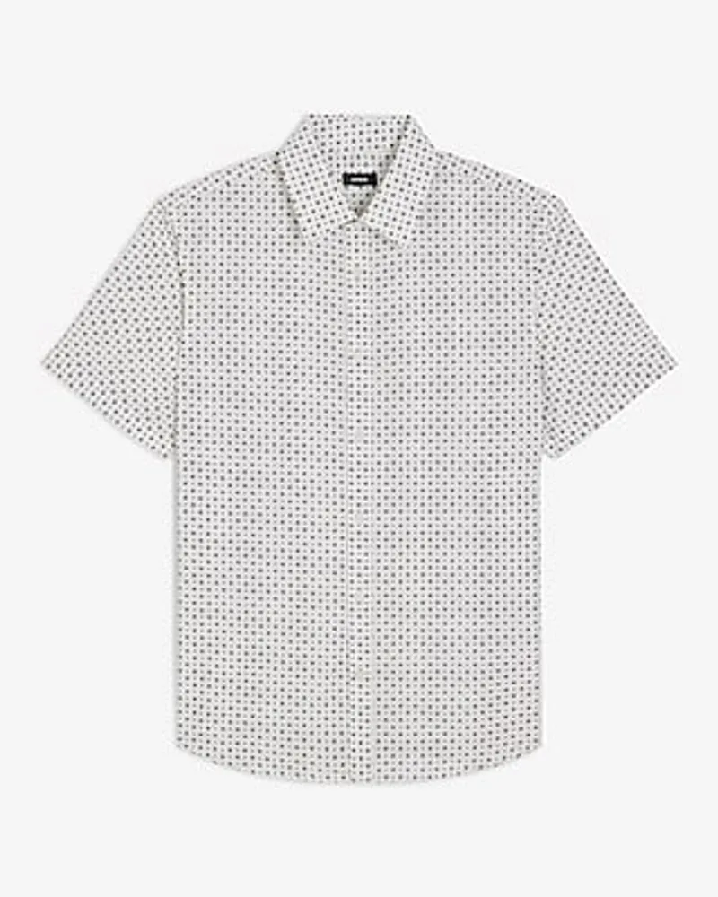 Mini Diamond Geo Short Sleeve 1Mx Dress Shirt White Men's M Tall