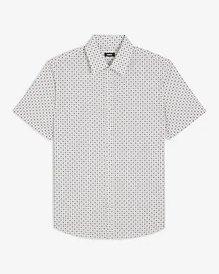 Mini Diamond Geo Short Sleeve 1Mx Dress Shirt White Men's M Tall