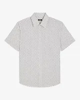 Mini Diamond Geo Short Sleeve 1Mx Dress Shirt White Men's M Tall