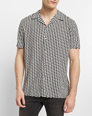 Geo Print Rayon Short Sleeve Shirt