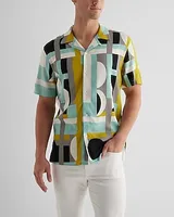 Geo Abstract Rayon Short Sleeve Shirt