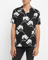 Slim Floral Print Short Sleeve Shirt Black Men's