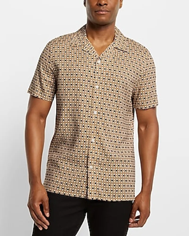 Geo Print Rayon Short Sleeve Shirt