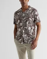 Palm Print Rayon Short Sleeve Shirt