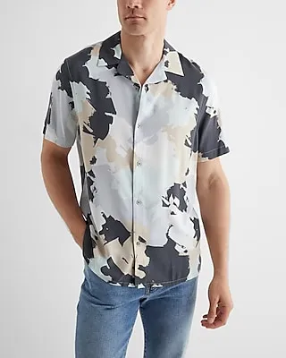 Abstract Rayon Short Sleeve Shirt