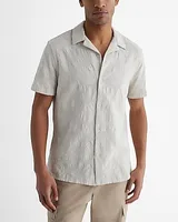 Textured Floral Short Sleeve Shirt White Men's