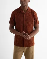 Textured Floral Short Sleeve Shirt Men's Tall