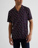 Diamond Print Rayon Short Sleeve Shirt