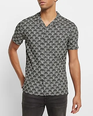 Geo Print Rayon Short Sleeve Shirt