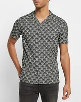 Geo Print Rayon Short Sleeve Shirt Men