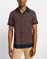 Geo Print Rayon Short Sleeve Shirt