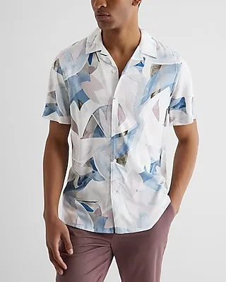 Abstract Watercolor Rayon Short Sleeve Shirt