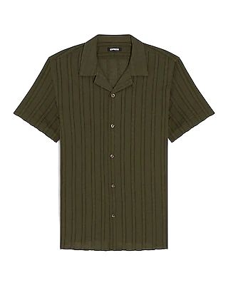 Striped Stretch Cotton Short Sleeve Shirt