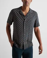 Dot Hem Geo Rayon Short Sleeve Shirt Gray Men's S