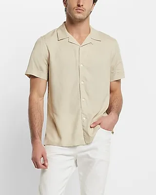 Solid Rayon Short Sleeve Shirt Neutral Men's