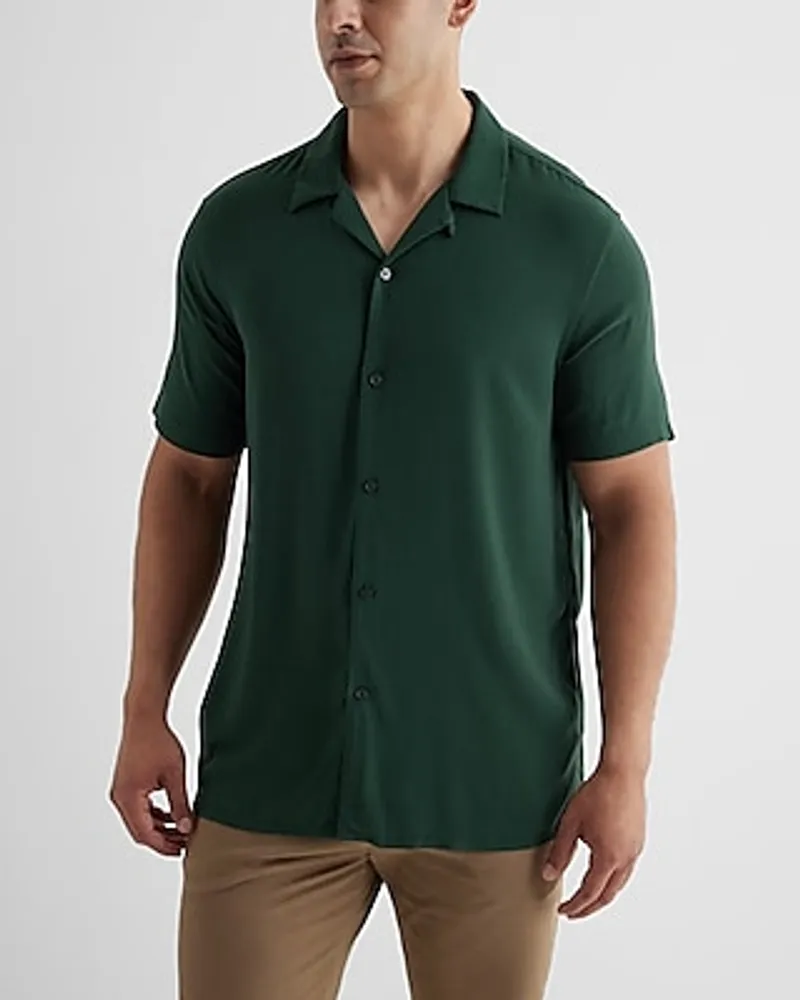 Solid Rayon Short Sleeve Shirt