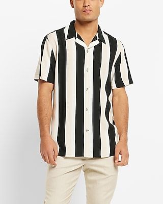 Striped Rayon Short Sleeve Shirt