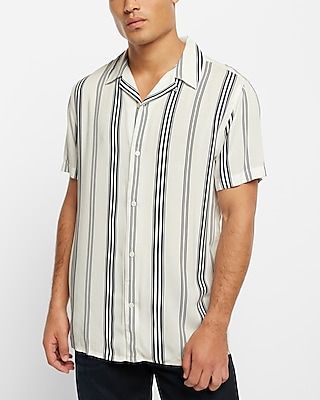 Striped Rayon Short Sleeve Shirt