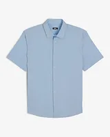 Slim Solid Short Sleeve 1Mx Dress Shirt Blue Men's XS