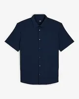 Slim Solid Short Sleeve 1Mx Dress Shirt Men's Tall