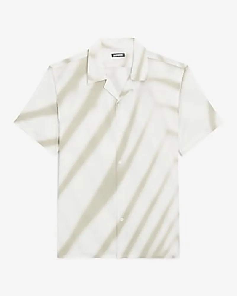 Palm Print Rayon Short Sleeve Shirt Neutral Men's