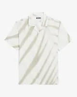 Palm Print Rayon Short Sleeve Shirt Neutral Men's S