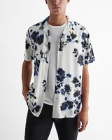 Blurred Floral Rayon Short Sleeve Shirt