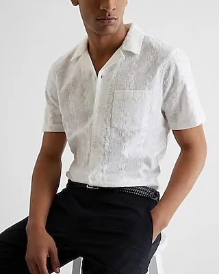 Embroidered Short Sleeve Shirt Neutral Men's XS