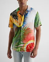 Fruit Print Rayon Short Sleeve Shirt Neutral Men's