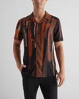 Painted Rayon Short Sleeve Shirt Black Men's XS