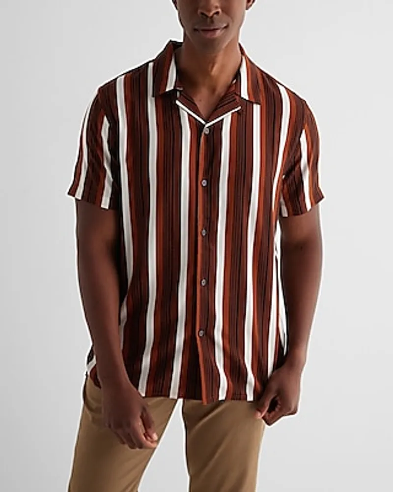 Striped Rayon Short Sleeve Shirt Men's Tall