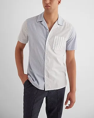 Multi Stripe Stretch Cotton Short Sleeve Shirt