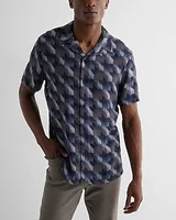 Blurred Abstract Rayon Short Sleeve Shirt Gray Men